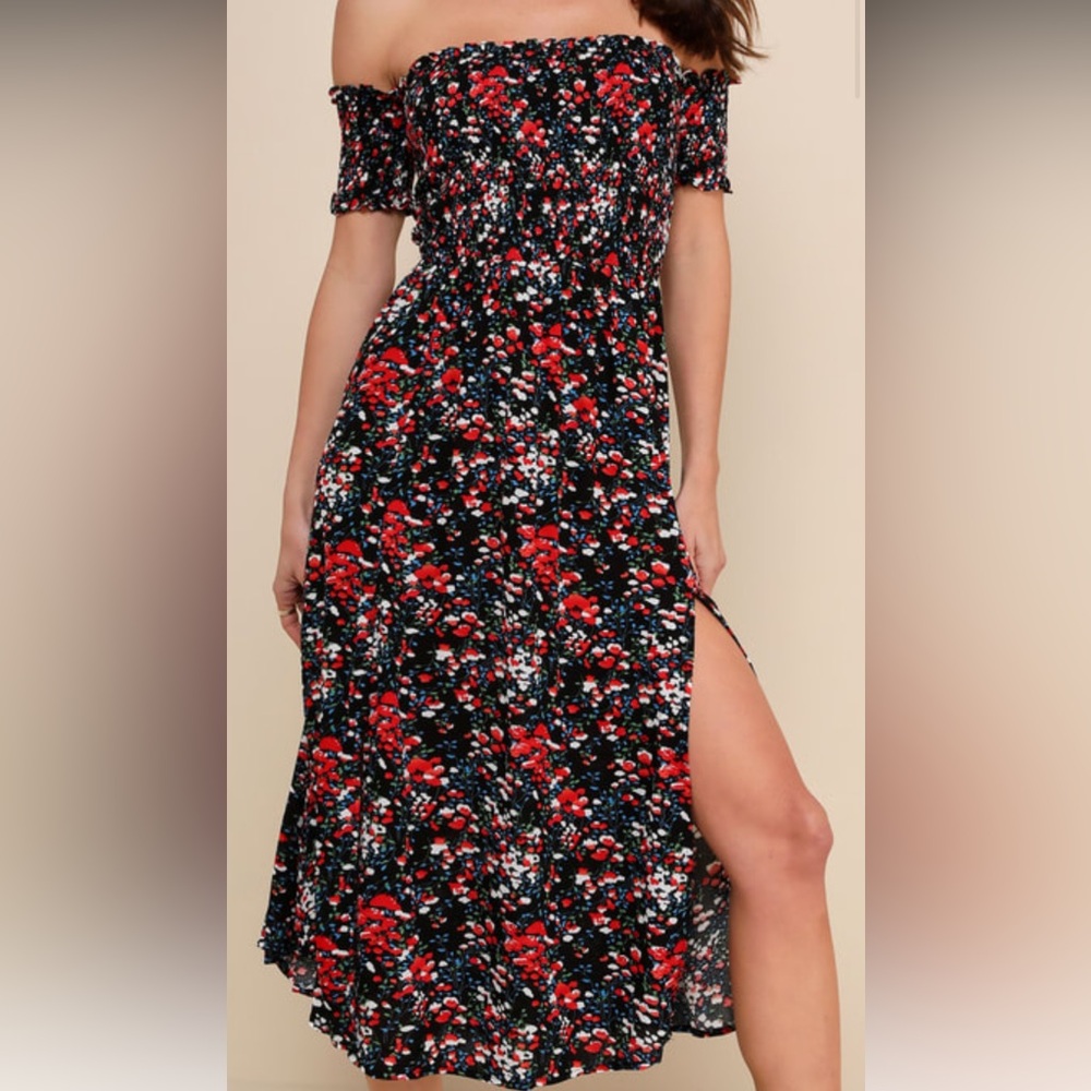 Lulus off the shoulder floral dress